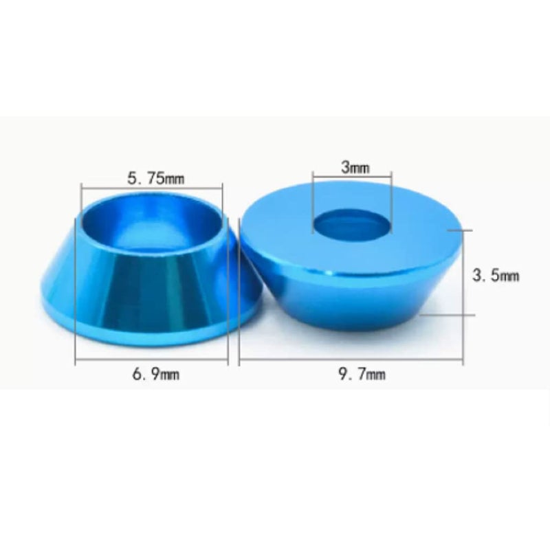 Alextend 50pcs M3 Cone Cup Washers Anodized Aluminum Alloy Screw Gasket Countersunk Washers (Blue) - Image 2